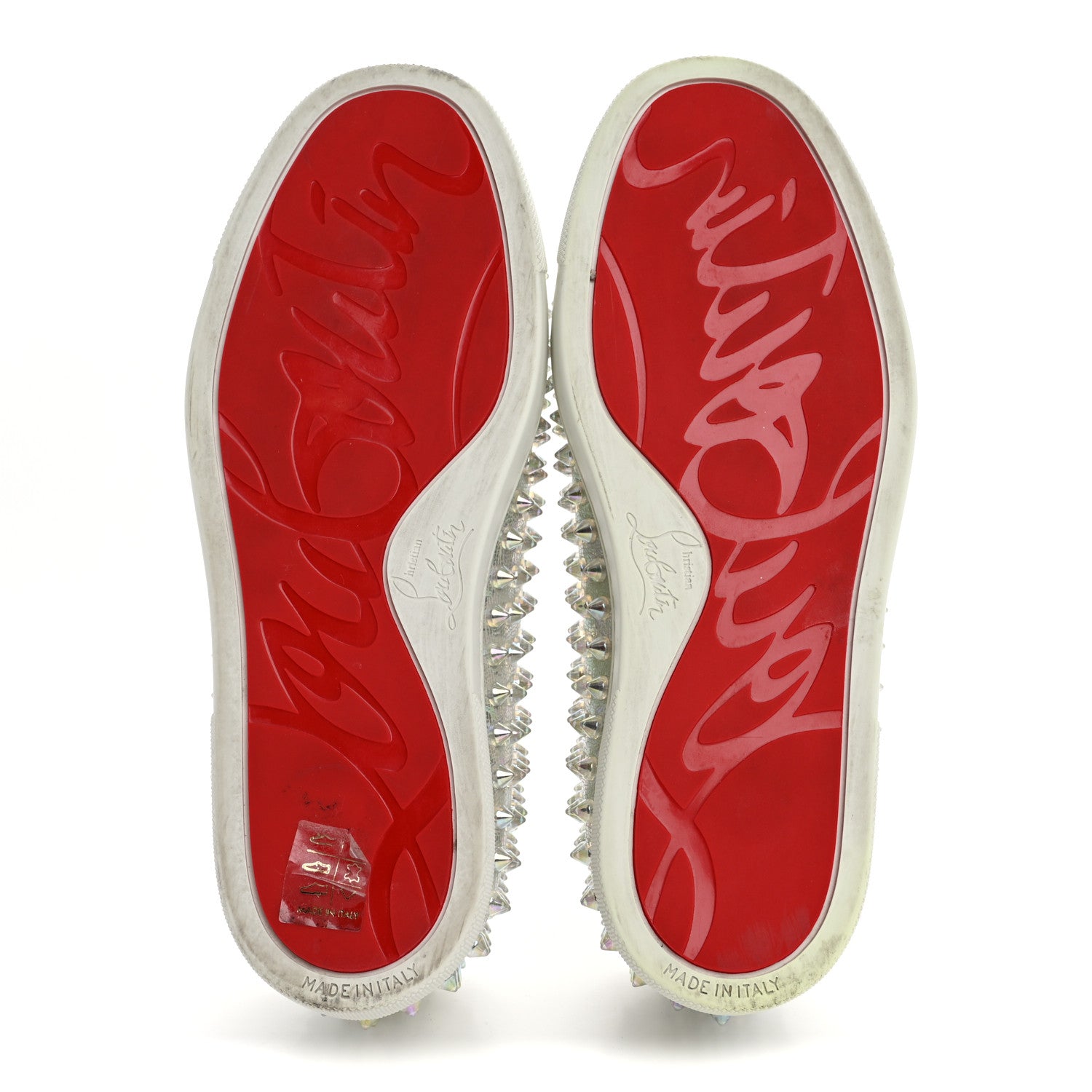 Christian Louboutin Calf Lame Womens Spikes Roller Boat Flat 36.5