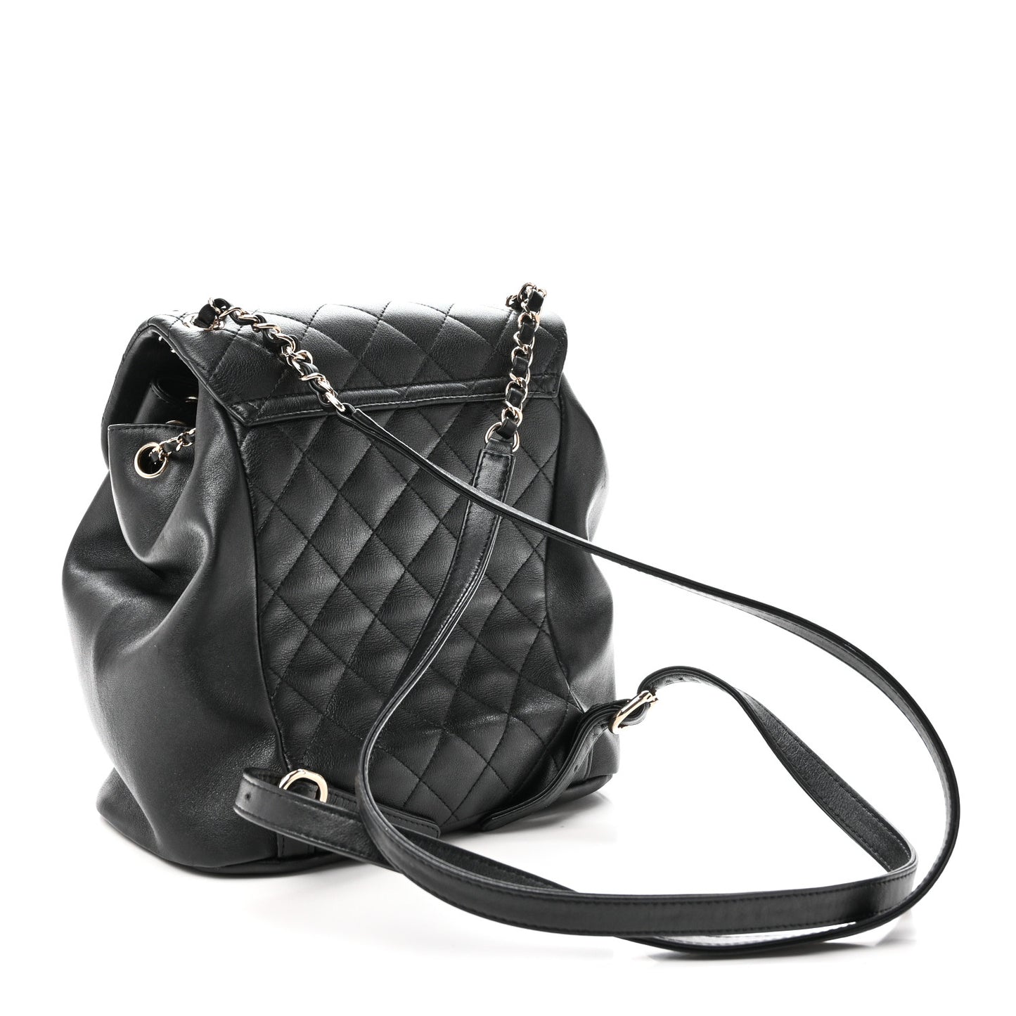 Lambskin Quilted Large Duma Drawstring Backpack Black