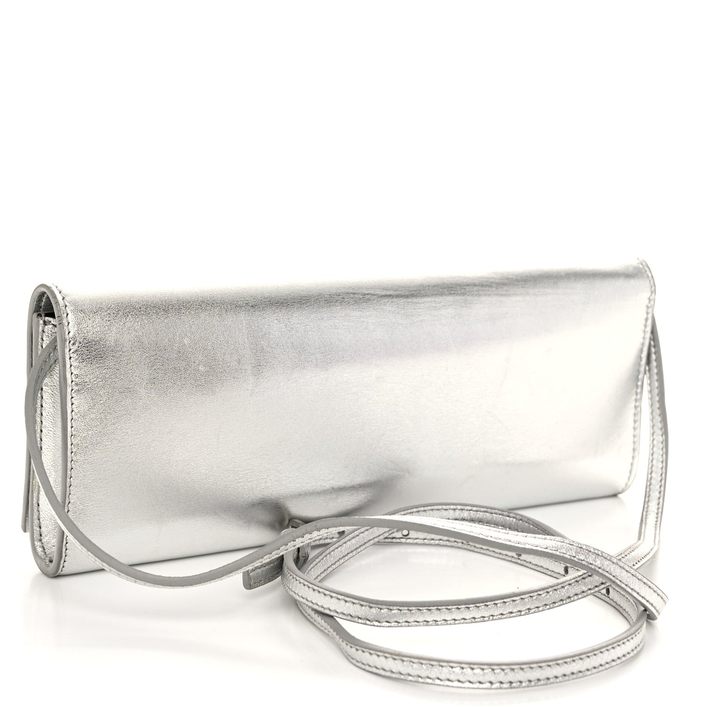 Metallic Nappa Silk Fetiche Clutch Argento