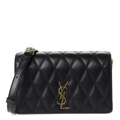 Saint Laurent Lambskin Diamond Quilted Monogram Angie Chain Bag Black 1 of 11