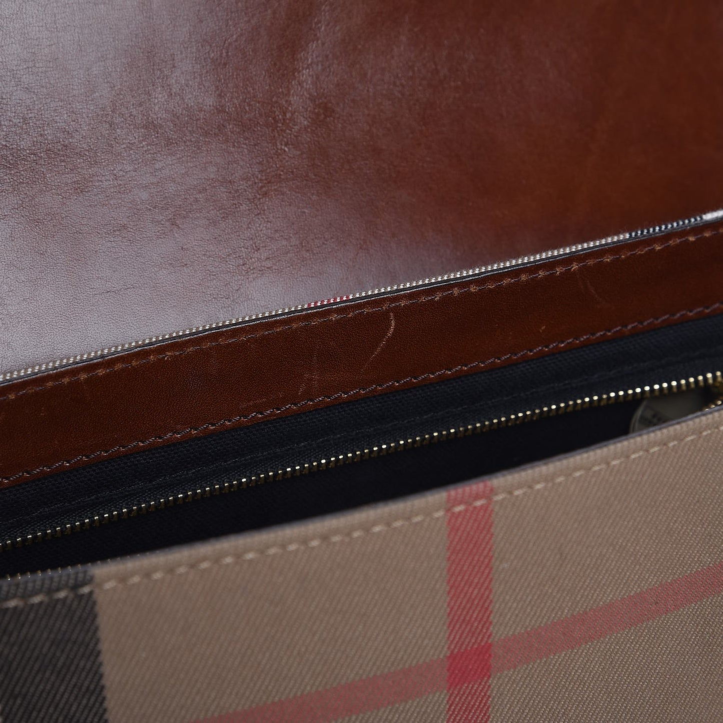 House Check Bridle Calfskin Small Abbott Crossbody Bag Tan