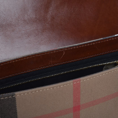 Burberry House Check Bridle Calfskin Small Abbott Crossbody Bag Tan 13 of 17