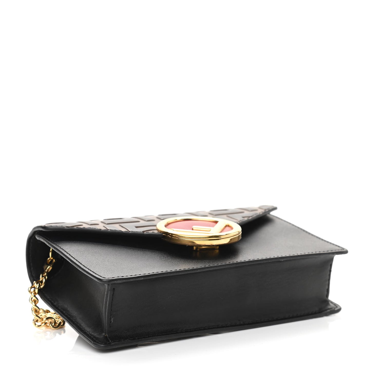 Vitello Liberty F is Fendi Bi-Color FF 1974 Embossed Envelope Belt Bag Maya Black