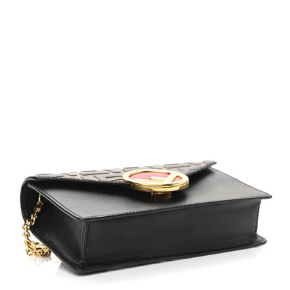 Fendi Vitello Liberty F is Fendi Bi-Color FF 1974 Embossed Envelope Belt Bag Maya Black 3 of 9