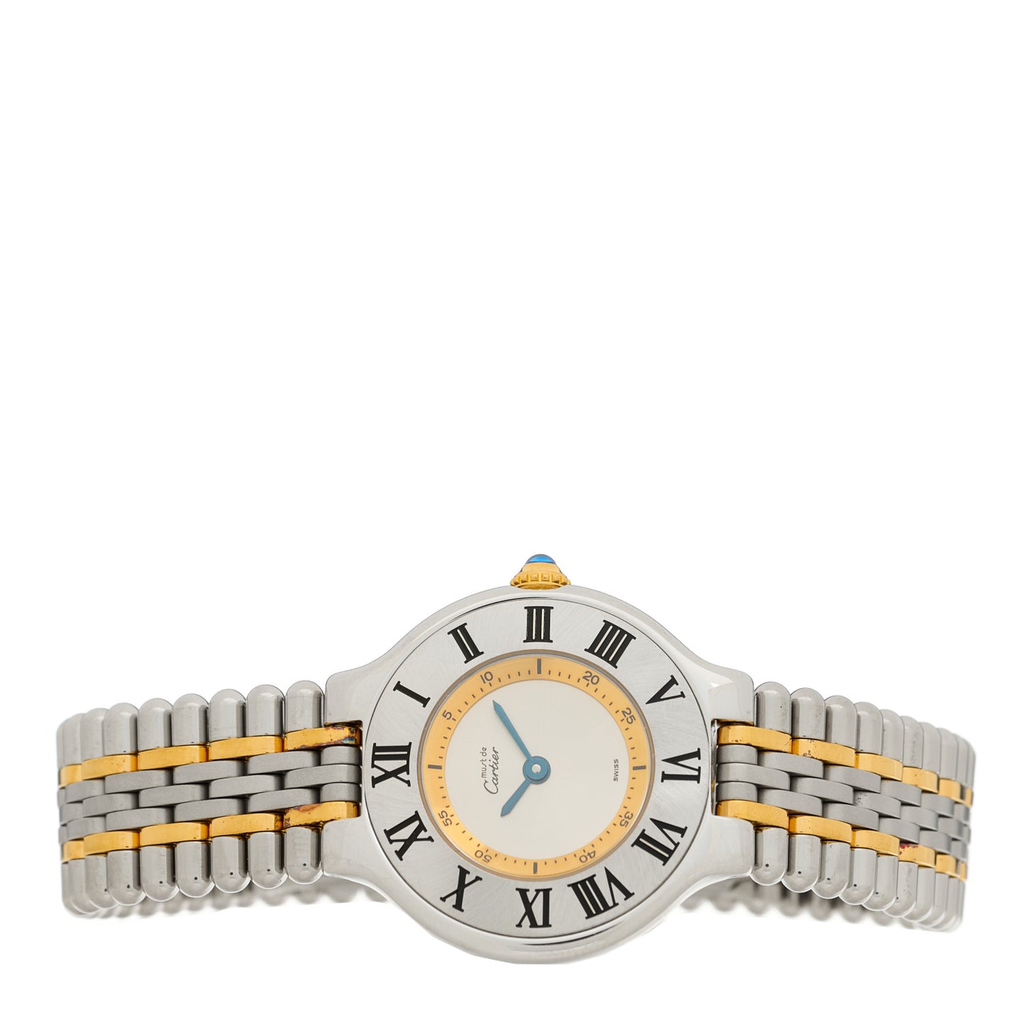 Stainless Steel 18K Yellow Gold 28mm Must De 21 Bullet Link Quartz Watch
