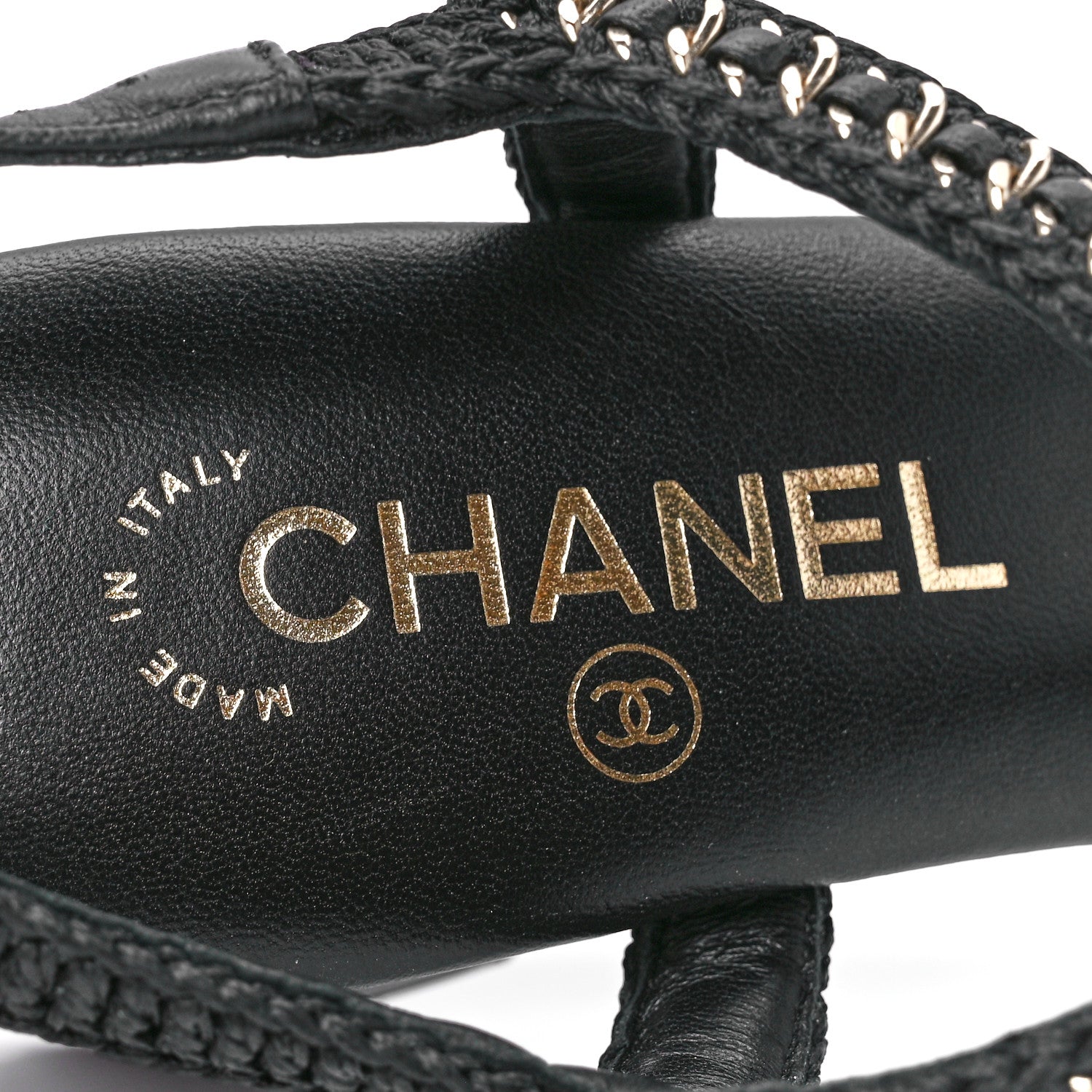 Chanel Lambskin CC Chain Braided Sandals 39 Black 7 of 9
