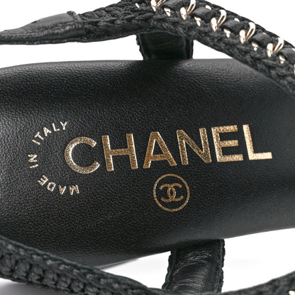 Chanel Lambskin CC Chain Braided Sandals 39 Black 7 of 9