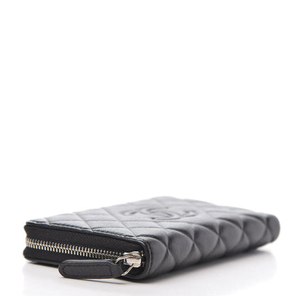 Chanel Calfskin Quilted Small Diamond CC Zip Around Wallet Black 4 of 9