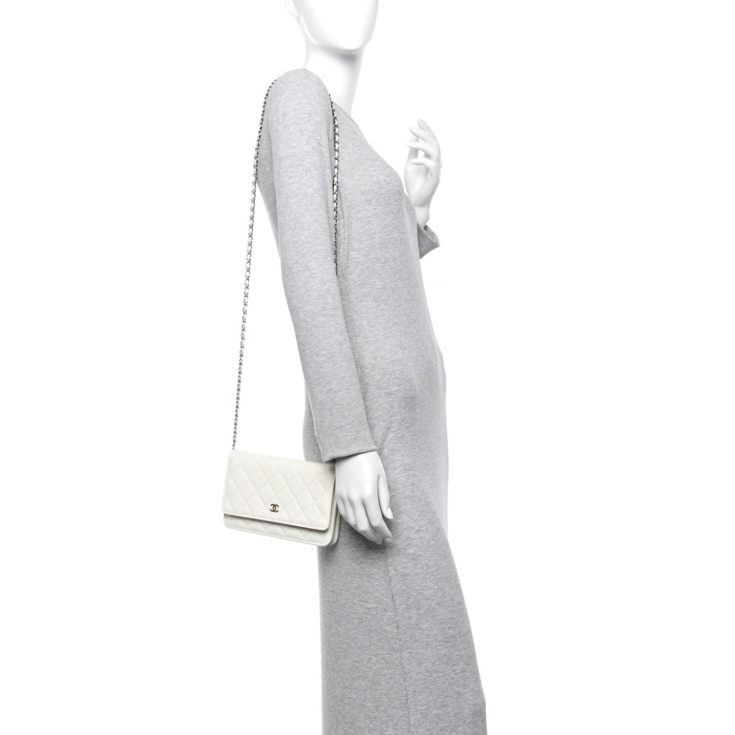 Chanel Caviar Quilted Wallet on Chain WOC White 2 of 11