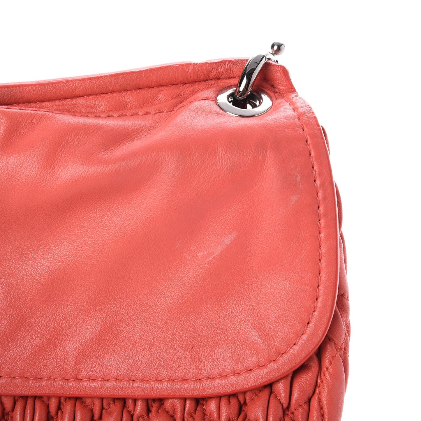 Nappa Matelasse Crystal Flap Clutch Corallo