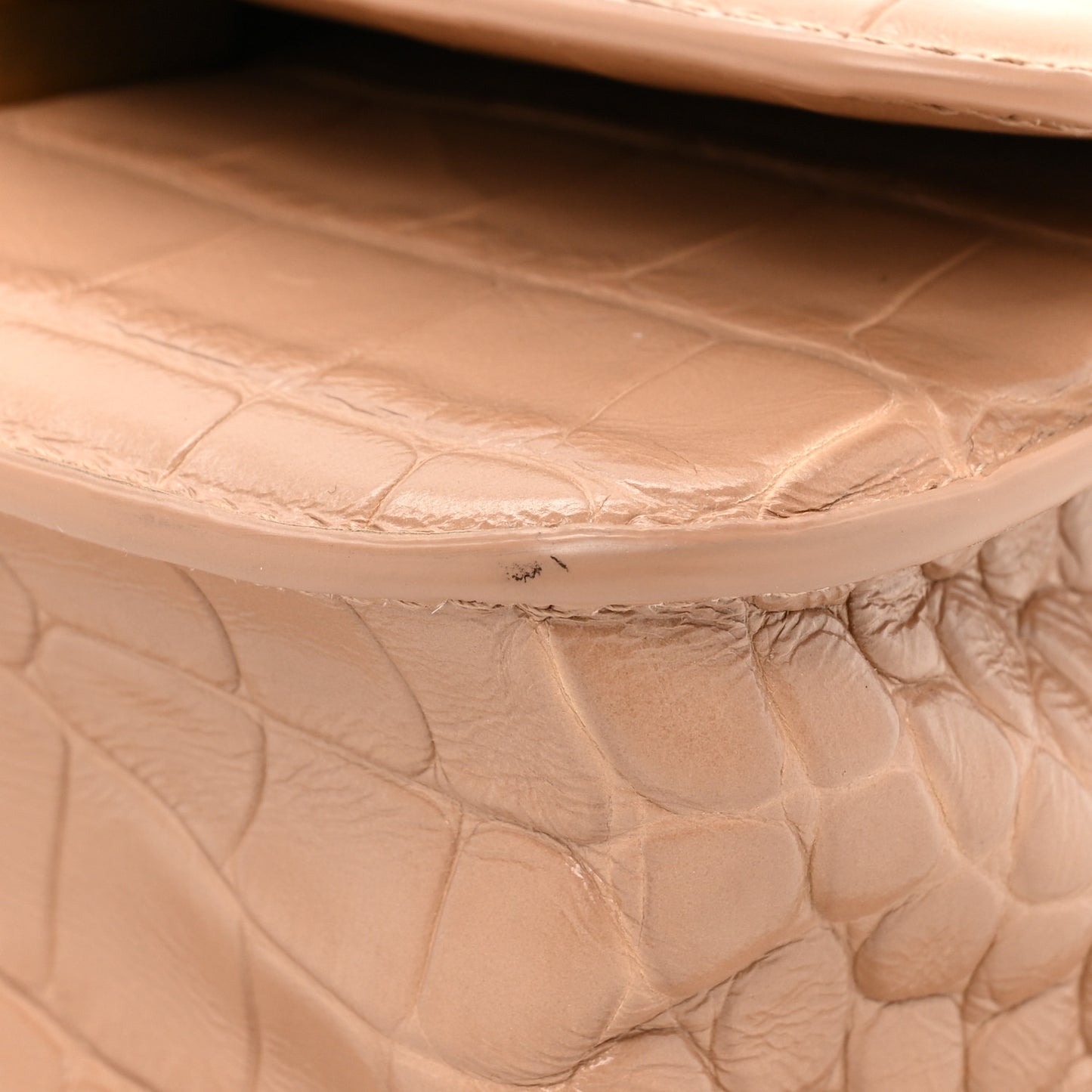 Extra Supple Calfskin Crocodile Embossed Gossip Chain Bag XS Nude Beige
