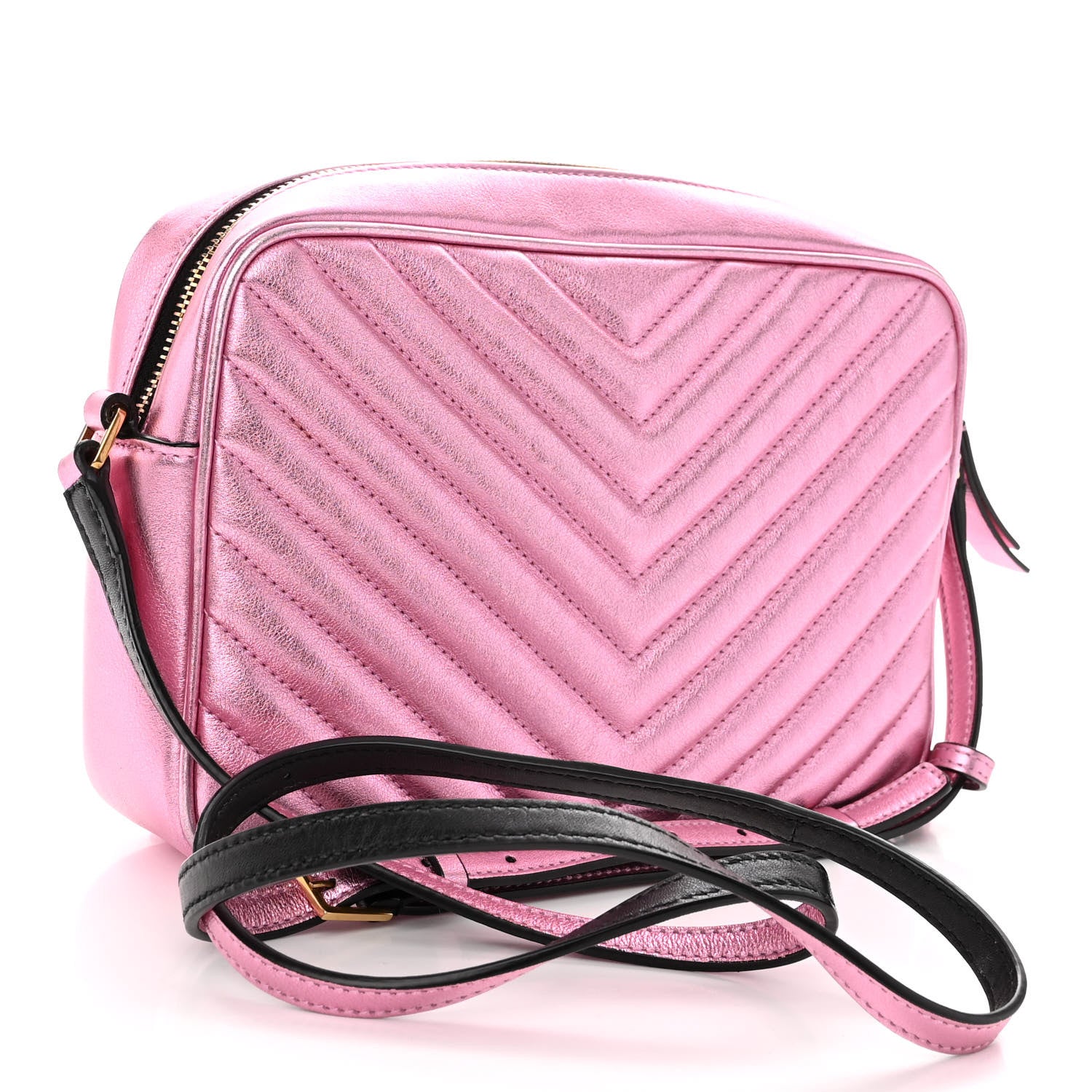 Saint Laurent Metallic Calfskin Matelasse Monogram Lou Camera Bag Vegas Pink 3 of 11