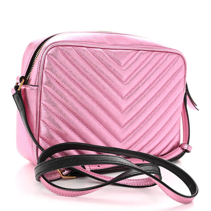Saint Laurent Metallic Calfskin Matelasse Monogram Lou Camera Bag Vegas Pink 3 of 11