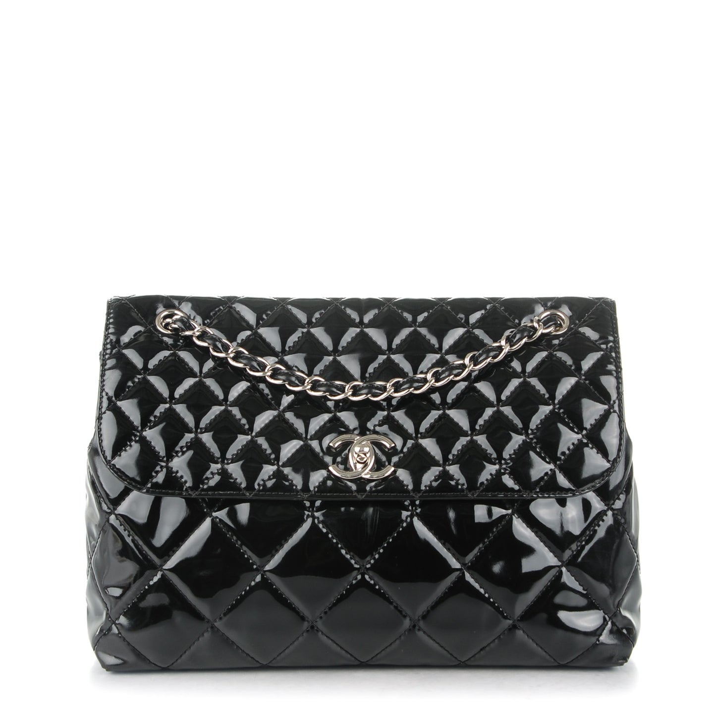 Vinyl Quilted In the Business Flap Bag Black