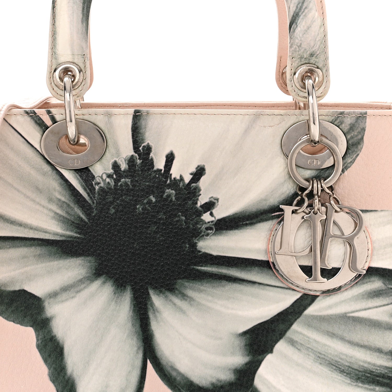 Christian Dior Deerskin Floral Printed Medium Lady Dior Pink 8 of 10