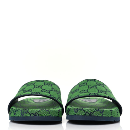 Gucci Monogram Multicolor Slide Sandals 5 Green Blue 2 of 8