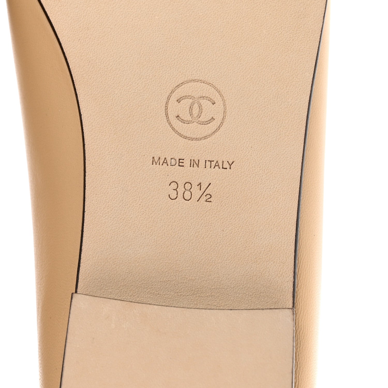 Chanel Lambskin Cap Toe CC Ballerina Flats 38.5 Beige Black 6 of 9
