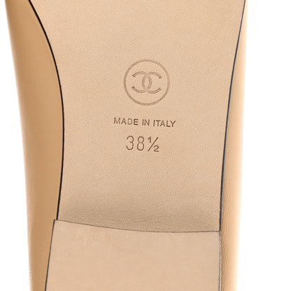 Chanel Lambskin Cap Toe CC Ballerina Flats 38.5 Beige Black 6 of 9