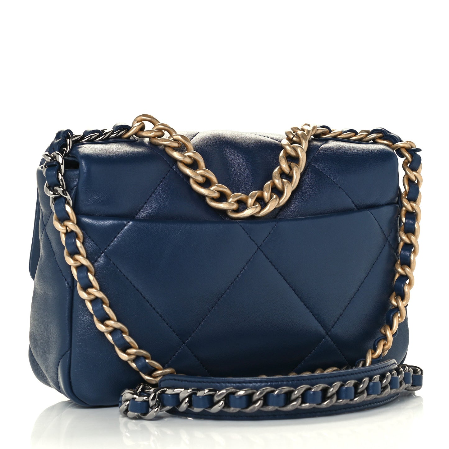 Lambskin Quilted Medium Chanel 19 Flap Navy Blue