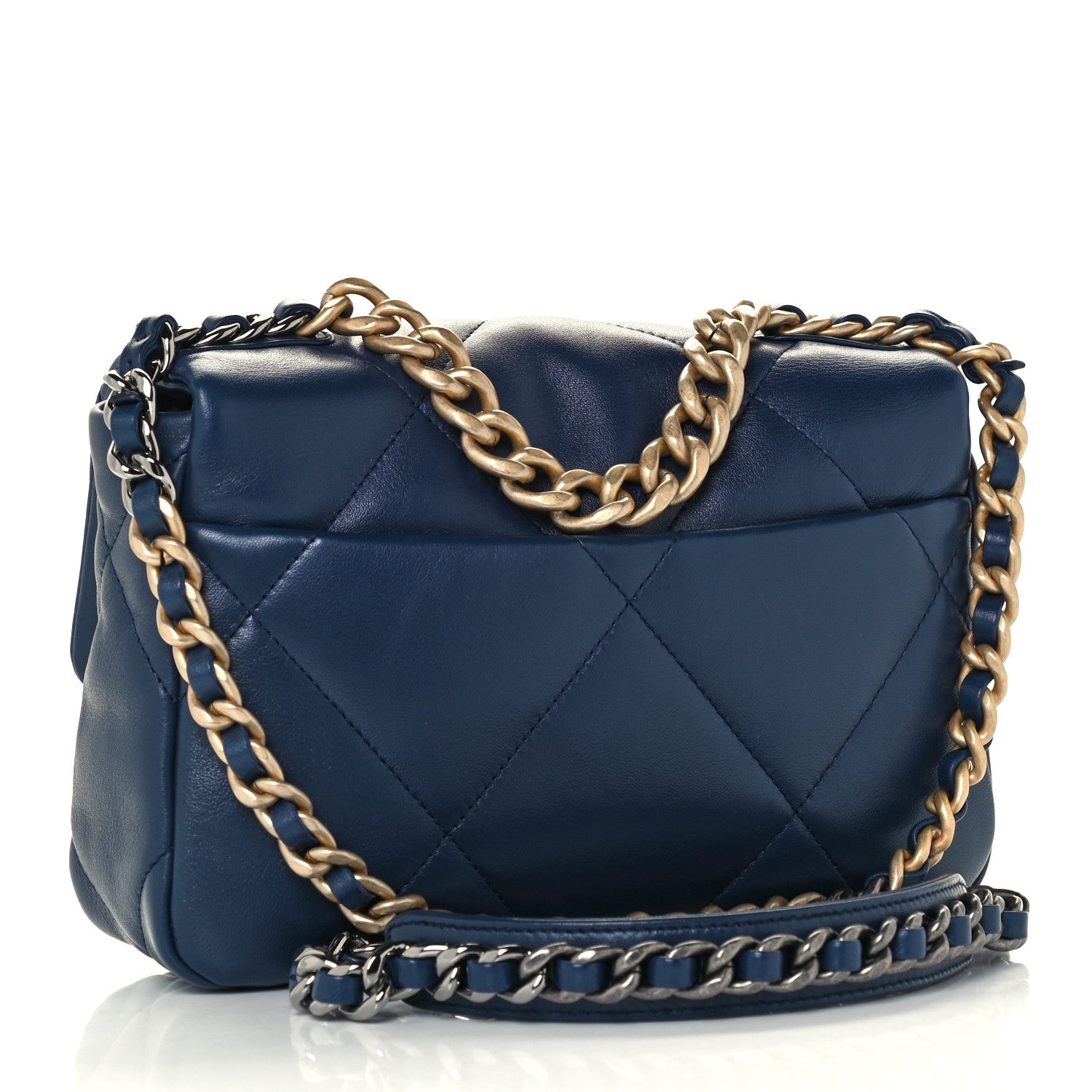 Chanel Lambskin Quilted Medium Chanel 19 Flap Navy Blue 3 of 11