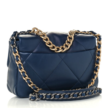 Chanel Lambskin Quilted Medium Chanel 19 Flap Navy Blue 3 of 11