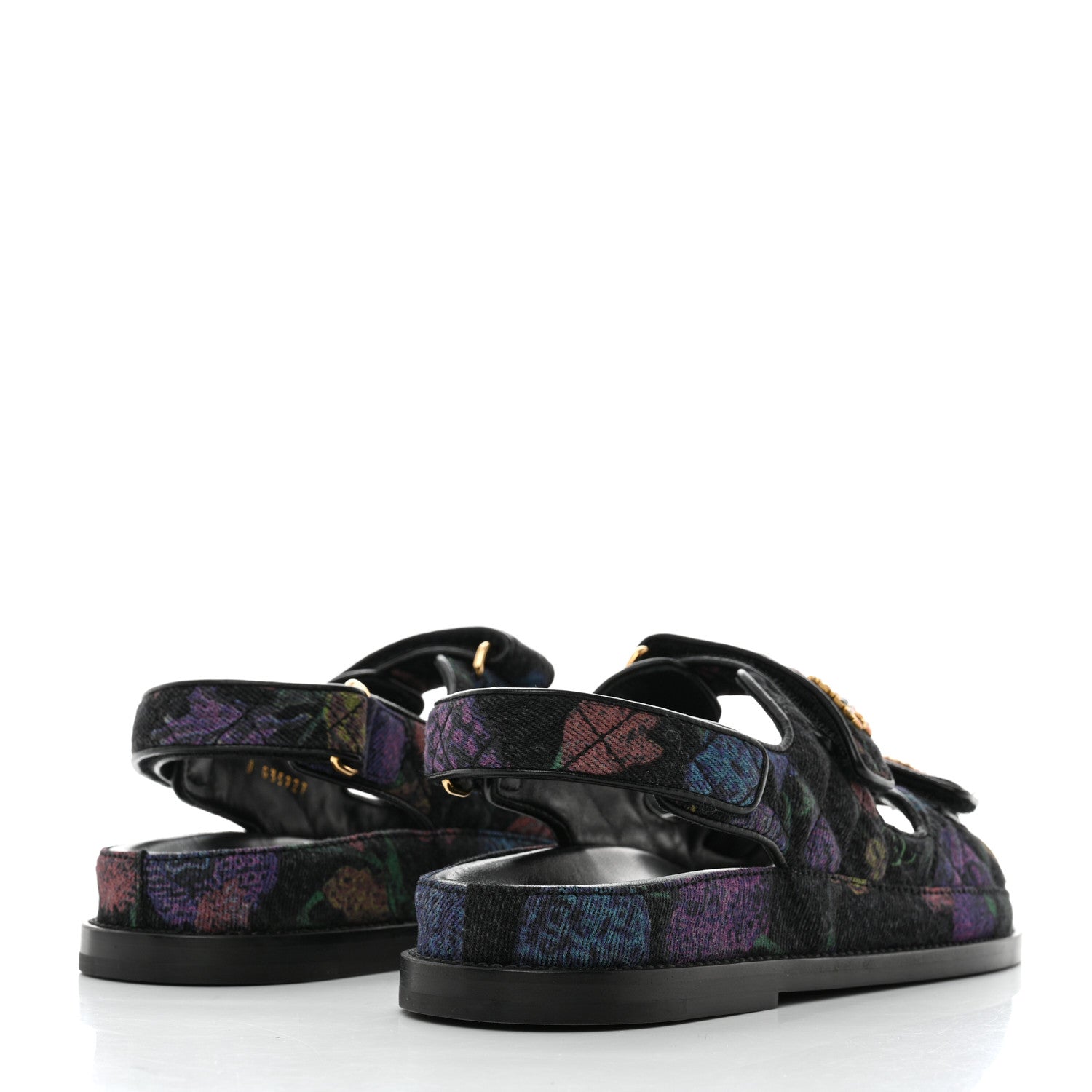 Chanel Denim Quilted Dad Sandals 38 Black Multicolor 4 of 9