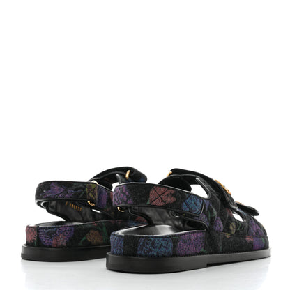 Chanel Denim Quilted Dad Sandals 38 Black Multicolor 4 of 9