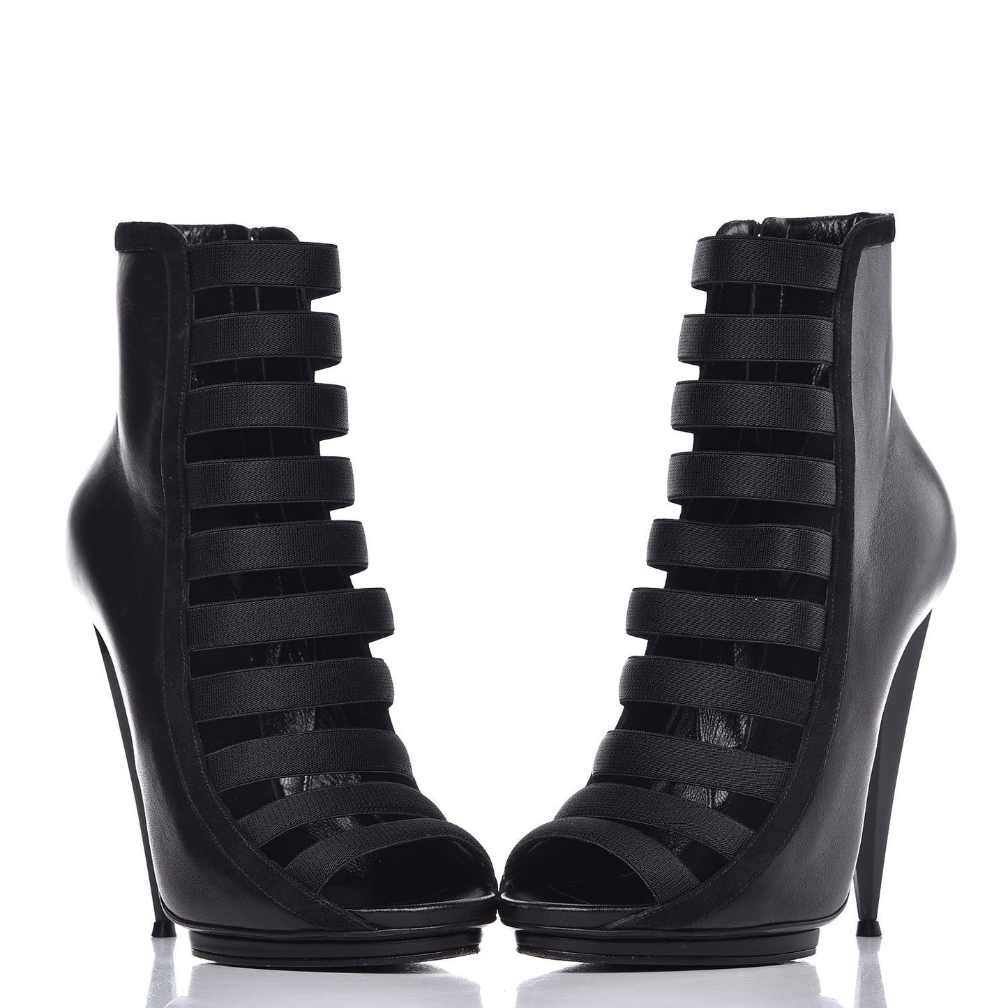 Nappa Kid Scamosciato Elastic Olimpia Open Toe Booties 40 Black