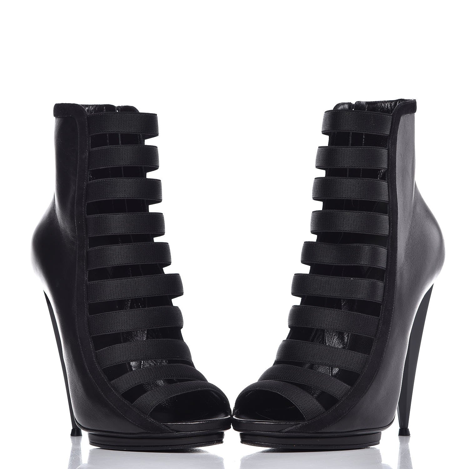 Gucci Nappa Kid Scamosciato Elastic Olimpia Open Toe Booties 40 Black 5 of 11