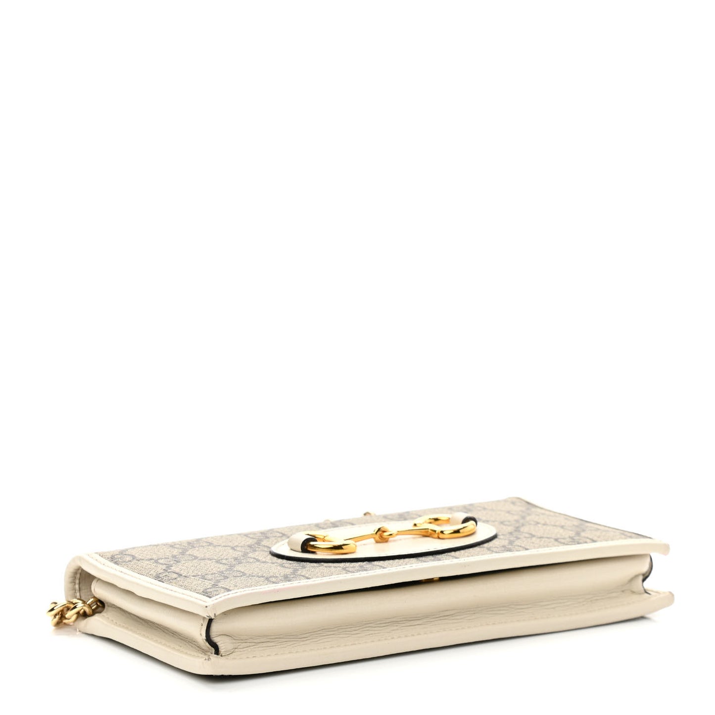 GG Supreme Monogram Azalea Calfskin Horsebit 1955 Wallet On Chain Beige Ebony Mystic White