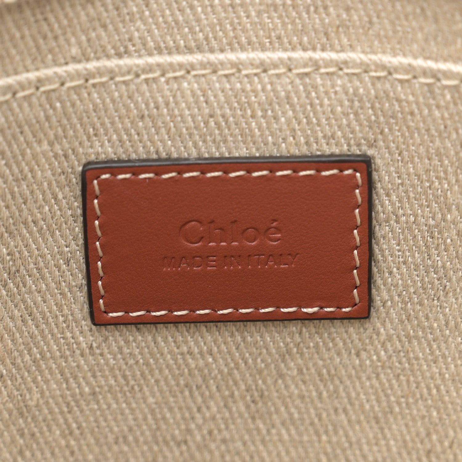 Chloe Cotton Calfskin Large Woody Ribbon Tote White Brown 6 of 10