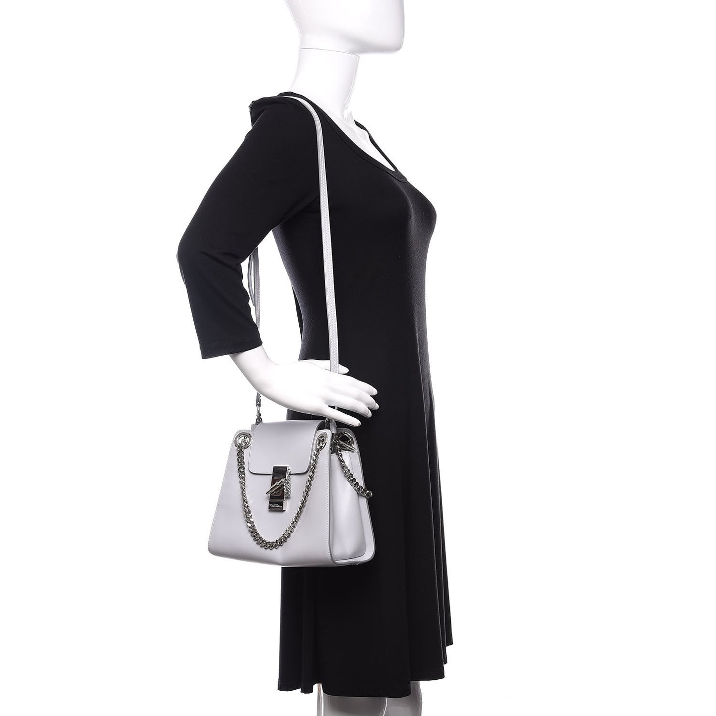 Shiny Calfskin Mini Annie Shoulder Bag Airy Grey