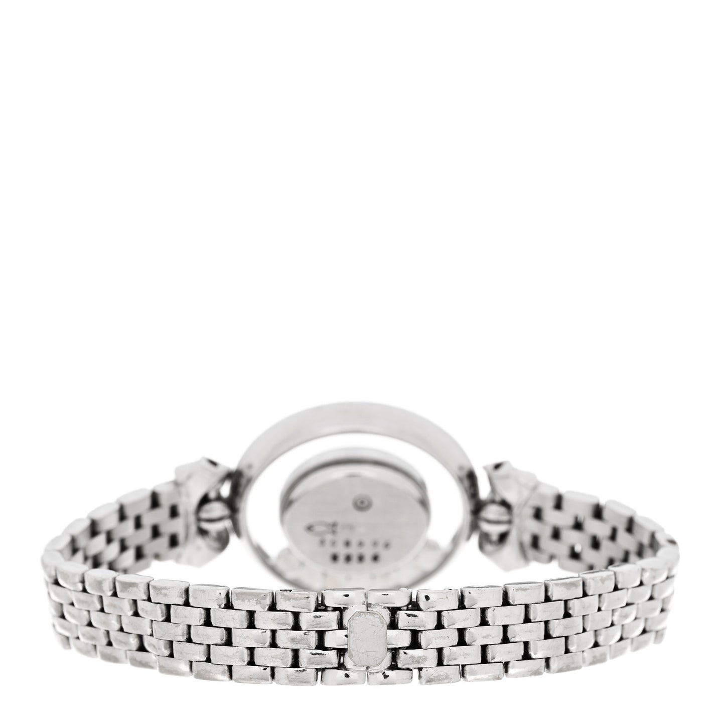 18K White Gold Diamond Pave Bezel 24mm Happy Diamonds Oval Bow Tie Quartz Watch