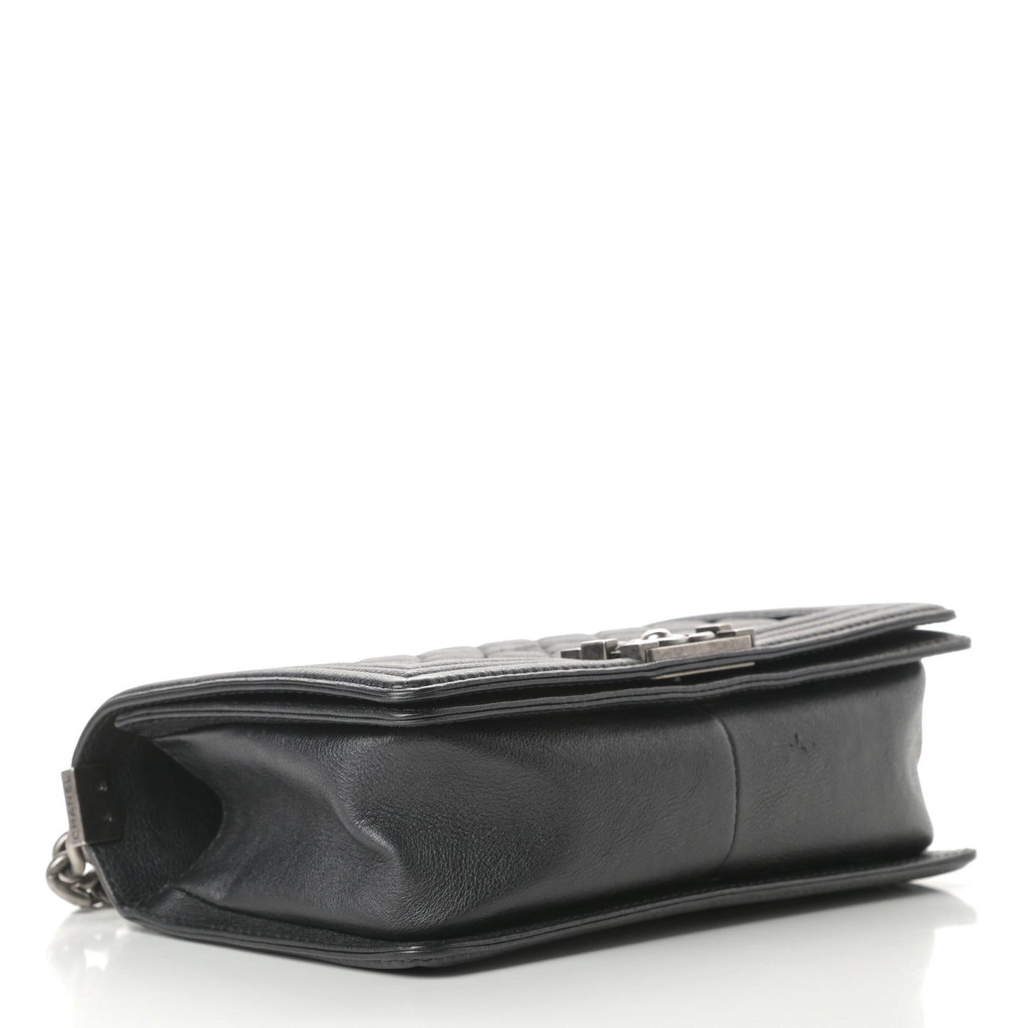 Metallic Calfskin Quilted Medium Boy Flap Black