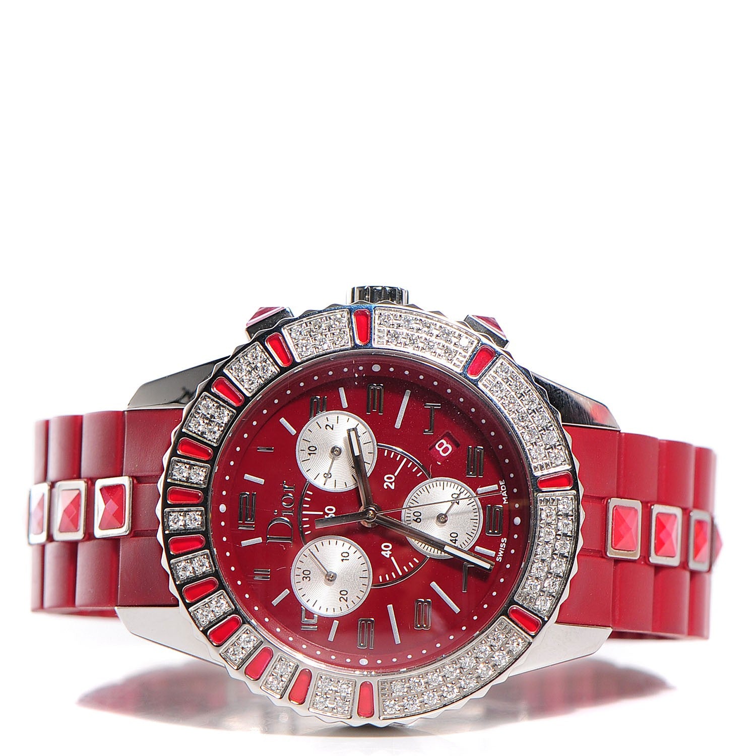 Christian Dior Stainless Steel Diamond Ruby 38mm Christal Watch 6 of 8