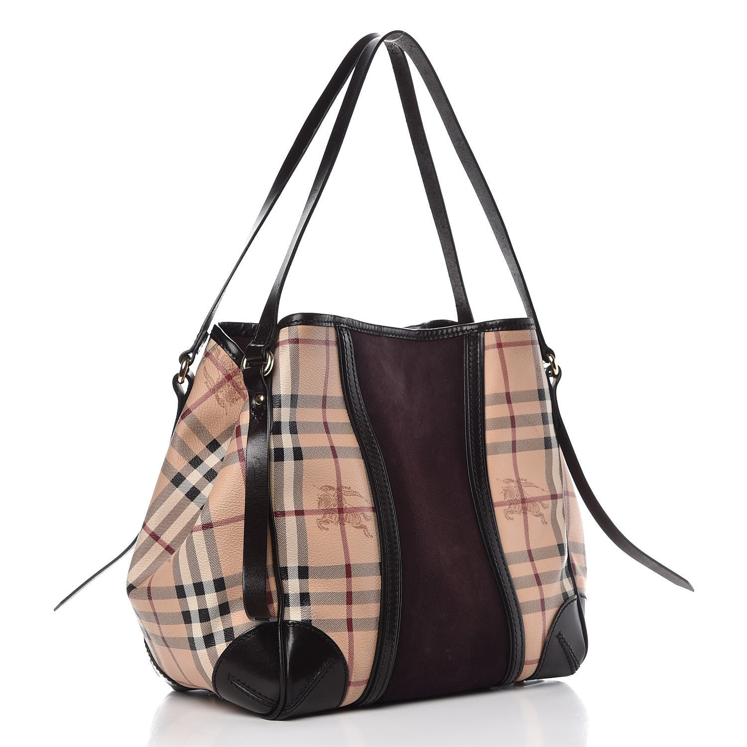 Burberry Suede Haymarket Check Colorblock Small Canterbury Tote Plum 3 of 13