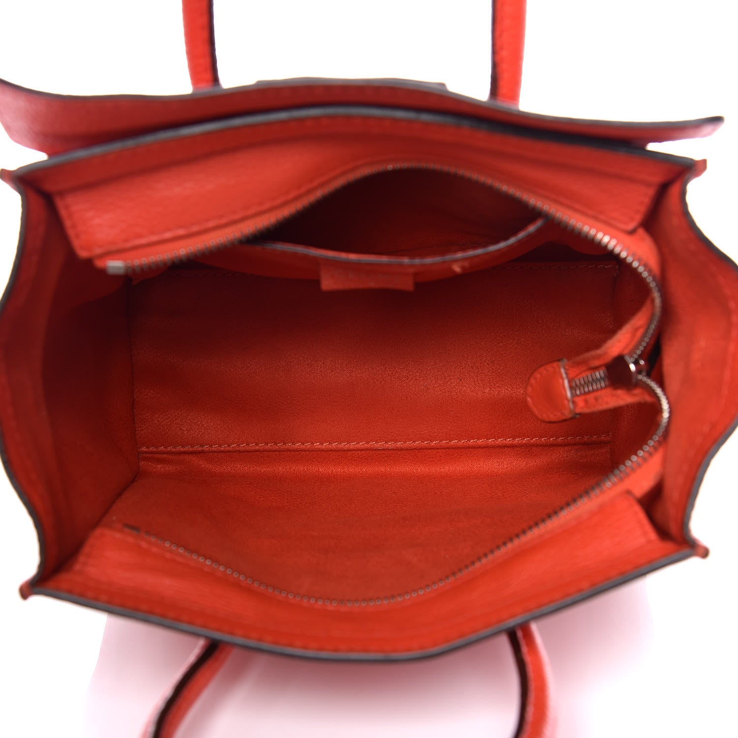 Celine Drummed Calfskin Nano Luggage Vermillion 5 of 10
