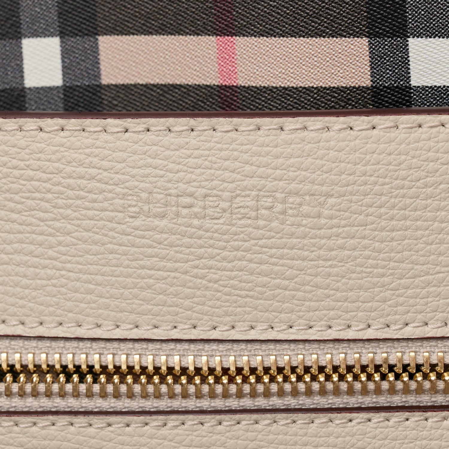 Burberry Calfskin Crest Embossed Small Tote Limestone 6 of 10