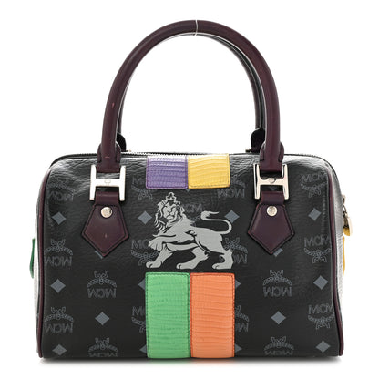 MCM Visetos Striped Munich Lion Small Boston Satchel Black 1 of 17