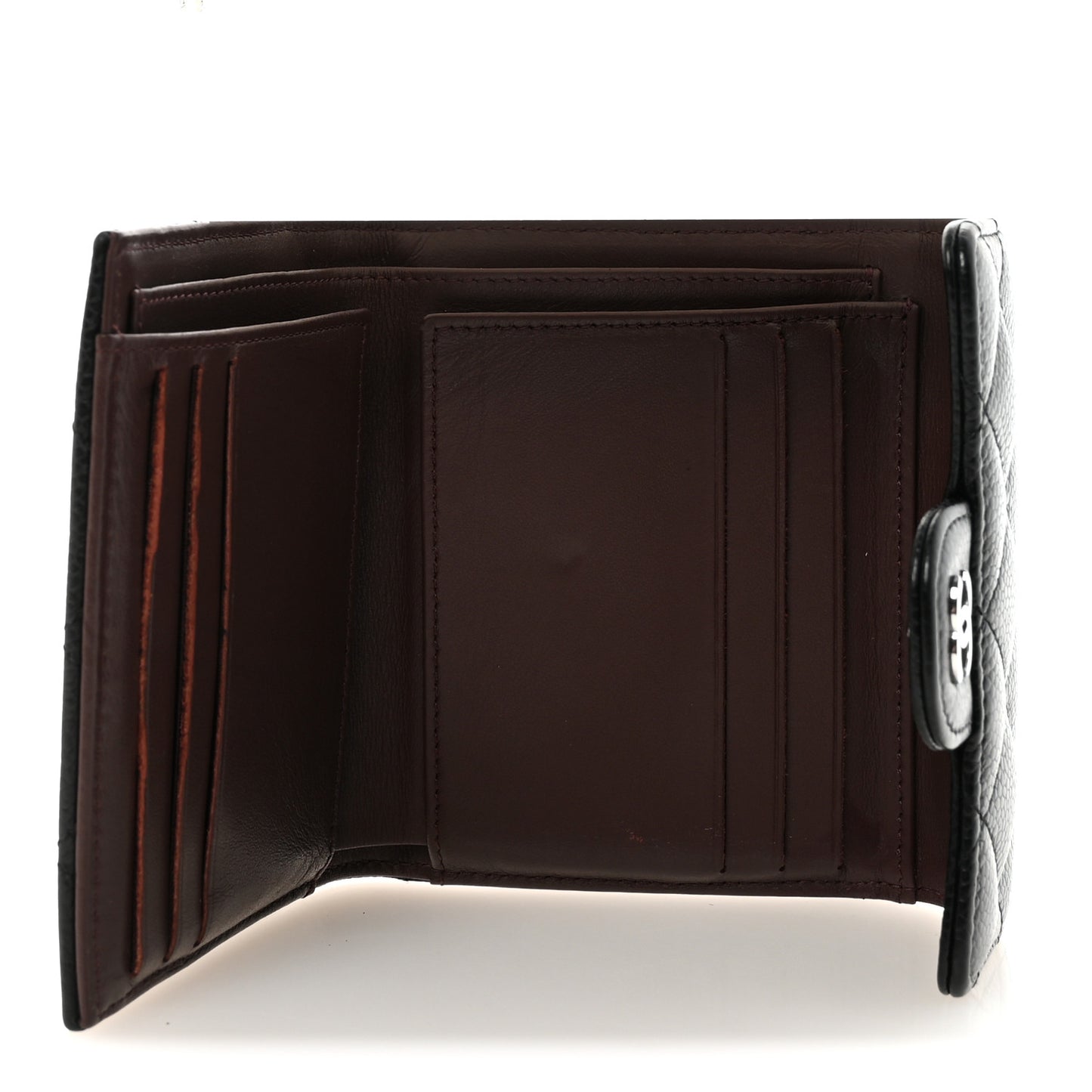 Caviar Quilted Compact Flap Wallet Black