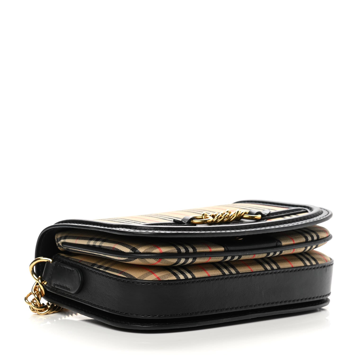 Burberry Smooth Calfskin 1983 Knight Check Link Shoulder Bag Black 4 of 14