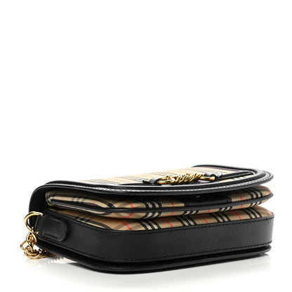 Burberry Smooth Calfskin 1983 Knight Check Link Shoulder Bag Black 4 of 14