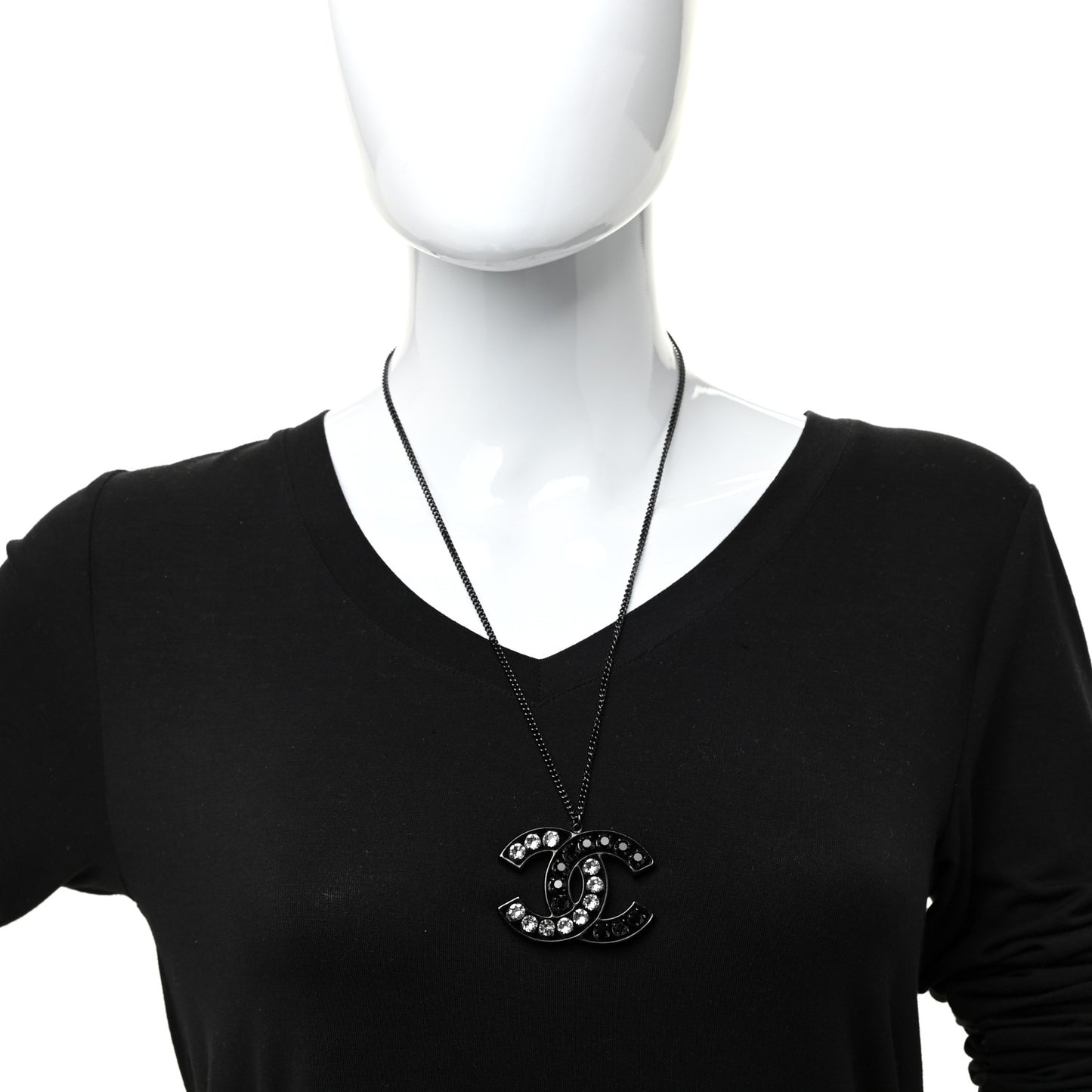 Ruthenium Crystal CC Necklace Black