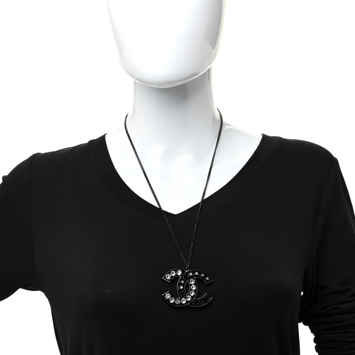 Chanel Ruthenium Crystal CC Necklace Black 2 of 5