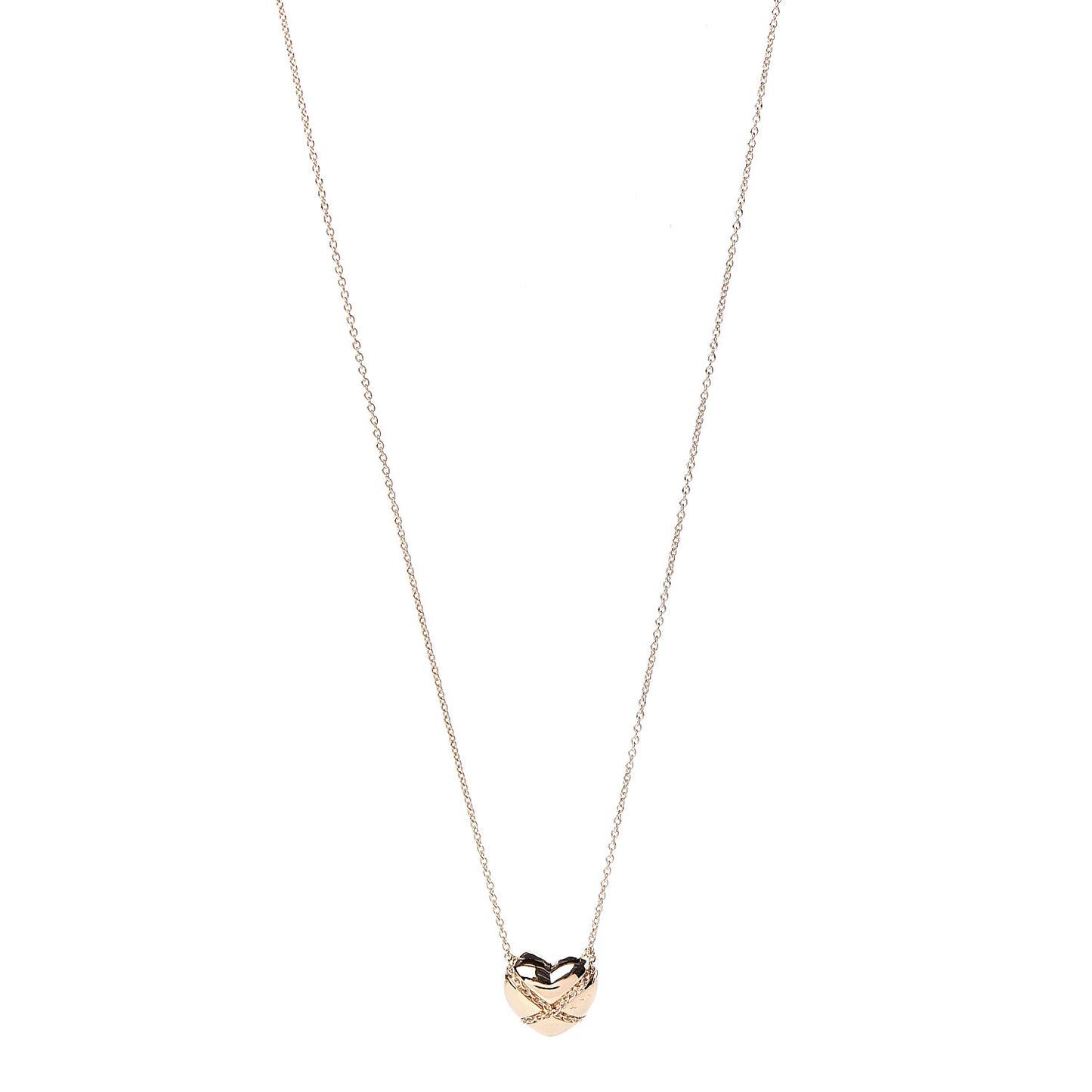 18K Yellow Gold Crossover Heart Pendant Necklace