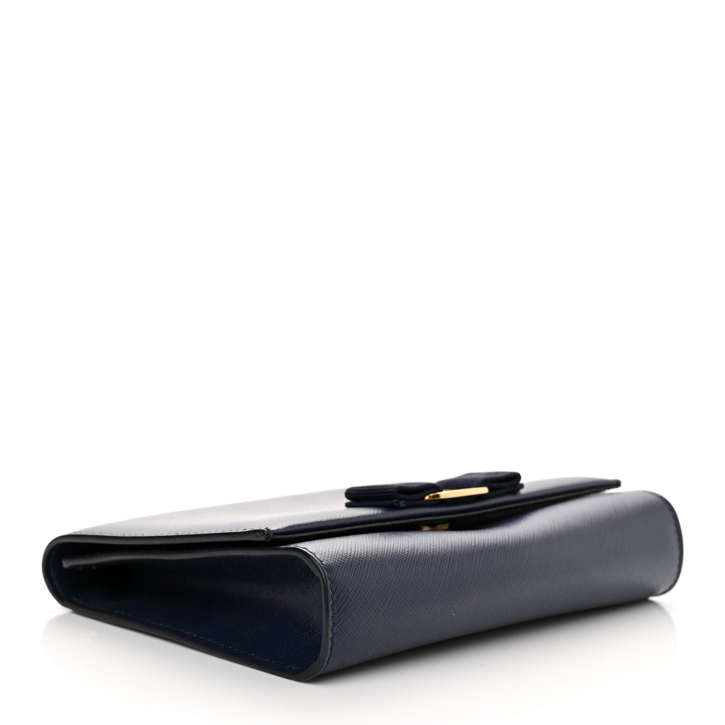 Printed Calfskin Vara Bow Chain Flap Crossbody Navy
