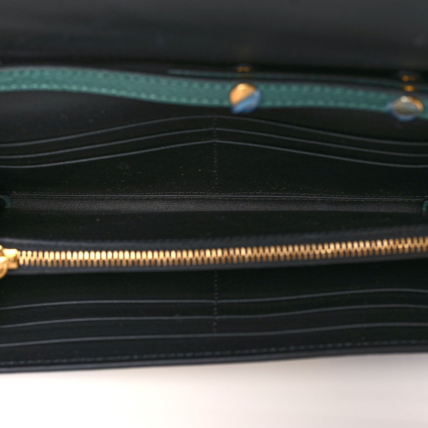 Canvas Tartan Check Mix Henley Wallet on Chain Green Multicolor