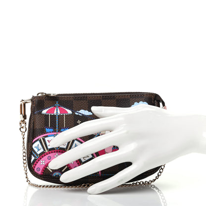 Louis Vuitton Damier Ebene 2020 Christmas Animation Big Wheel Mini Pochette Accessories Rose Ballerine 2 of 8