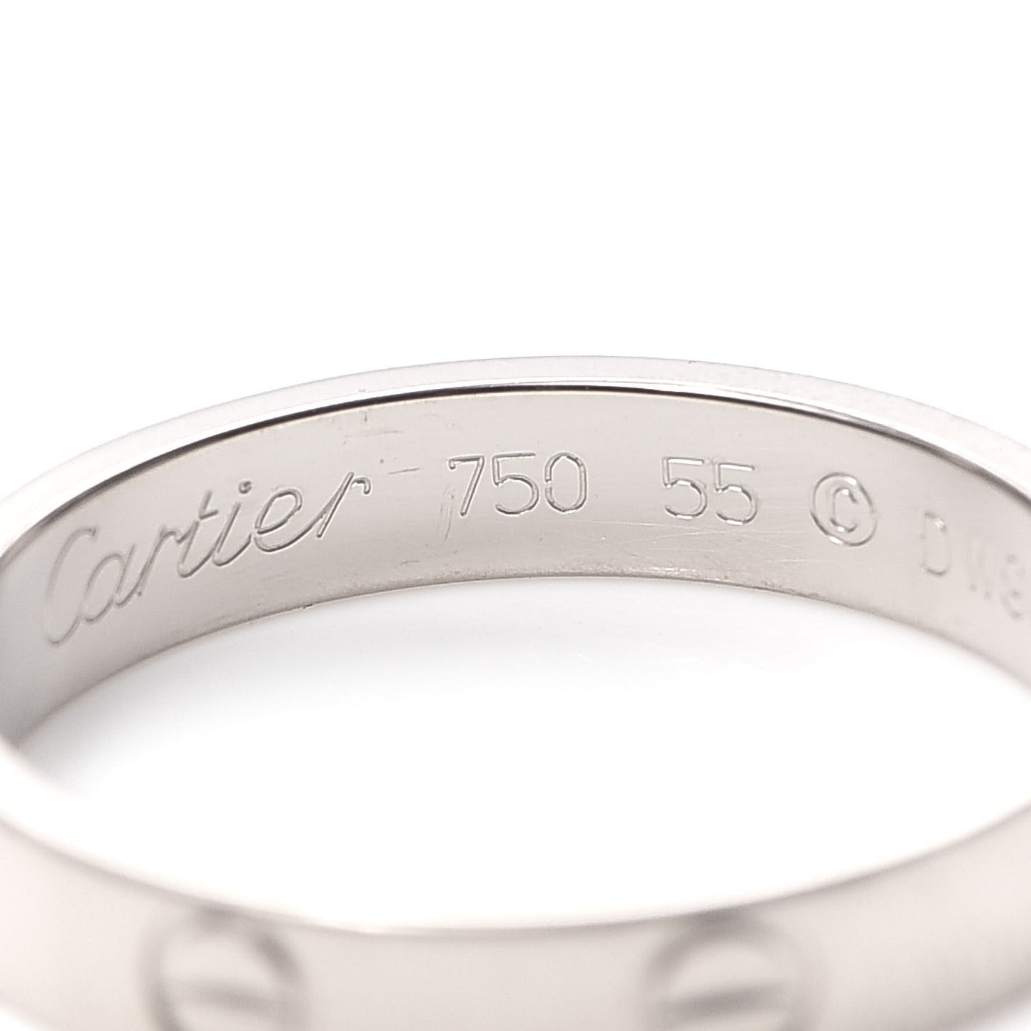 18K White Gold 3.5mm LOVE Wedding Band Ring 55 7.25