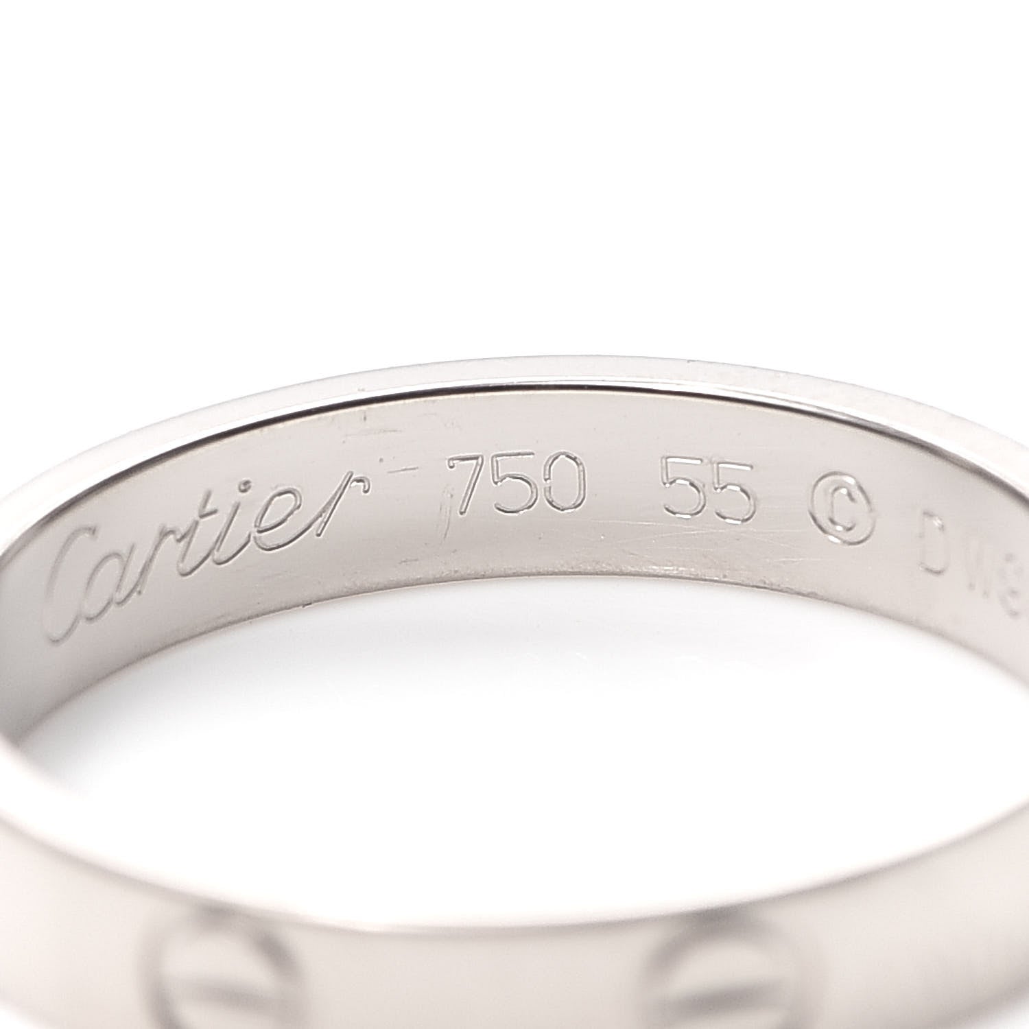 Cartier 18K White Gold 3.5mm LOVE Wedding Band Ring 55 7.25 4 of 5